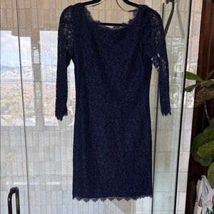 Elegant Navy Lace Dress Diane Vonfurstenberg